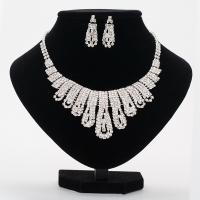 Rhinestone Jewelry Sets, earring & necklace, Tibetan Style, stainless steel post pin, plated, for woman & with rhinestone, more colors for choice, lead & cadmium free, 450mm, Length:Approx 17.5 Inch, Sold By Set