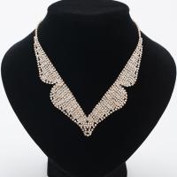 Tibetan Style Jewelry Necklace, plated, for woman & with rhinestone, more colors for choice, lead & cadmium free, 480mm, Sold Per Approx 18.5 Inch Strand