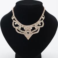 Zinklegierung Schmuck Halskette, plattiert, für Frau & mit Strass, keine, frei von Blei & Kadmium, 450mm, verkauft per ca. 17.5 ZollInch Strang