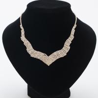 Zinklegierung Schmuck Halskette, plattiert, für Frau & mit Strass, keine, frei von Blei & Kadmium, 450mm, verkauft per ca. 17.5 ZollInch Strang