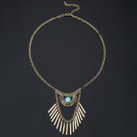 Zinklegierung Schmuck Halskette, mit Synthetische Türkis, Messing antik Farbe überzogen, für Frau, frei von Blei & Kadmium, 98x6mm, verkauft per ca. 17.5 ZollInch Strang