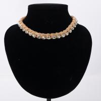 Collar de Aleación de Zinc, chapado en color dorado, para mujer & con diamantes de imitación, libre de plomo & cadmio, 15mm, Vendido para aproximado 16 Inch Sarta