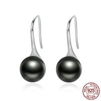 925 Sterling Silver Earring, with Shell Pearl, for woman, 9x24mm, Sold By Pair