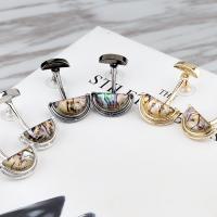 Zinc Alloy Drop Earring, med plast earnut & Abalone Shell, rustfrit stål ørering indlæg, Dome, forgyldt, for kvinde, flere farver til valg, bly & cadmium fri, 38x22mm, Solgt af par