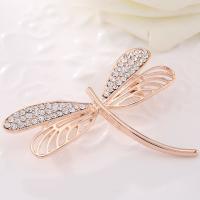 Rhinestone Brooch, Tibetan Style, Dragonfly, rose gold color plated, for woman & with rhinestone & hollow, lead & cadmium free, 5.5x5.6cm, Sold By PC