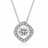 Cubic Zircon Micro Pave 925 Sterling Silver Necklace, with 2Inch extender chain, Rhombus, oval chain & micro pave cubic zirconia & for woman, 5mm, 12x12mm, Sold Per Approx 17.7 Inch Strand