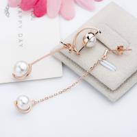 Asymmetric Earrings 925 Sterling Silver with Shell Pearl plated for woman 52mm Sold By Pair