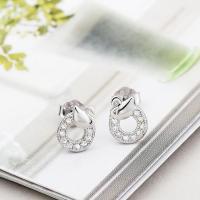 Cubic Zirkonia Micro Pave Sterling Silver Korvakorut, 925 Sterling Silver, platinoidut, Micro Pave kuutiometriä zirkonia & naiselle, 6x8mm, Myymät Pair