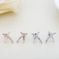 925 Sterling Silver Stud Earring Letter X plated micro pave cubic zirconia & for woman Sold By Pair
