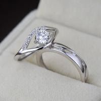 Couple Finger Rings, 925 Sterling Silver, platinum plated, open & adjustable & with cubic zirconia, US Ring Size:6-10, Sold By Pair