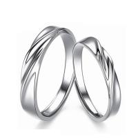 Anéis Couple dedo, 925 prata esterlina, platinado, abrir & ajustável, tamanho:6-10, vendido por par