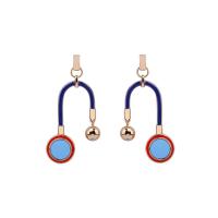 Tibetan Style Drop Earring, stainless steel post pin, gold color plated, enamel, lead & cadmium free, 38x70mm, Sold By Pair