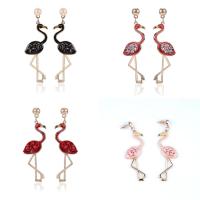 Crystal Earrings Zinc Alloy with Crystal stainless steel post pin Bird gold color plated for woman & enamel lead & cadmium free 75mm Sold By Pair