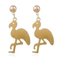 Aluminum Drop Earring with plastic earnut stainless steel post pin Bird gold color plated for woman Sold By Pair