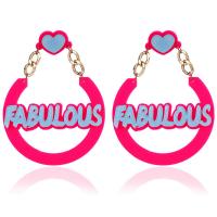 Acrylic Drop Earring with Zinc Alloy iron earring hook with letter pattern & for woman 110mm Sold By Pair