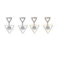 Rhinestone Earring Brass stainless steel post pin Triangle plated for woman & with rhinestone nickel lead & cadmium free 32mm Sold By Pair