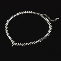 Zinklegierung Schmuck Halskette, Platinfarbe platiniert, für Frau & facettierte & mit Strass, frei von Blei & Kadmium, 11mm, verkauft per ca. 14.5 ZollInch Strang