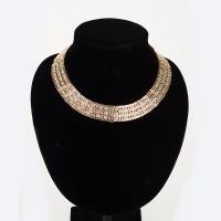 Collar de Aleación de Zinc, chapado en color dorado, para mujer & facetas & con diamantes de imitación, libre de plomo & cadmio, 20mm, Vendido para aproximado 15 Inch Sarta