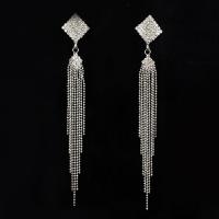 Rhinestone Earring Zinc Alloy stainless steel post pin platinum color plated for woman & with rhinestone lead & cadmium free Sold By Pair