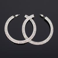 Rhinestone Earring Zinc Alloy stainless steel post pin platinum color plated for woman & faceted & with rhinestone lead & cadmium free Sold By Pair