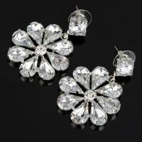 Rhinestone Earring Zinc Alloy with Glass iron earring hook platinum color plated for woman & faceted & with rhinestone lead & cadmium free Sold By Pair