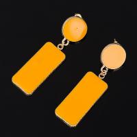 Tibetan Style Drop Earrings, stainless steel post pin, gold color plated, for woman & enamel, more colors for choice, lead & cadmium free, 15x60mm, Sold By Pair