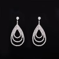 Rhinestone Earring Zinc Alloy stainless steel post pin platinum color plated for woman & with rhinestone lead & cadmium free Sold By Pair
