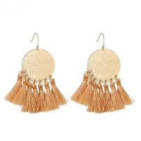 Fashion Fringe Earrings, Tibetan Style, with Nylon Cord, iron earring hook, Tassel, gold color plated, for woman, more colors for choice, lead & cadmium free, 53mm, Sold By Pair