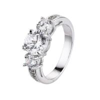 Brass Finger Ring platinum plated Unisex & with cubic zirconia nickel lead & cadmium free Sold By PC