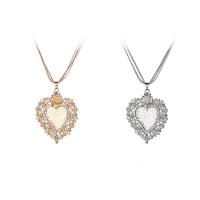 Zinc Alloy Sweater Chain Necklace with iron chain with 5cm extender chain Heart plated for woman &  & with rhinestone lead & cadmium free Sold Per Approx 27.5 Inch Strand