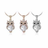 Zinc Alloy Jewelry Necklace with iron chain & Crystal Owl plated snake chain & for woman & faceted & with rhinestone lead & cadmium free Sold Per Approx 17 Inch Strand