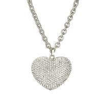 Zinc Alloy Jewelry Necklace with iron chain with 5cm extender chain Heart platinum color plated oval chain & for woman & with rhinestone lead & cadmium free Sold Per Approx 19.5 Inch Strand