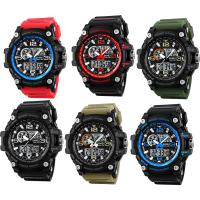 SKmei® Men Jewelry Watch, Silicone, with plastic dial & Stainless Steel, plated, 30M waterproof & adjustable & LED & for man, more colors for choice, 54x55x18mm, 21mm, Length:Approx 10 Inch, Sold By PC