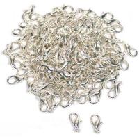 Brass Lobster Clasp, silver color plated, 10x6mm, 100PCs/Bag, Sold By Bag