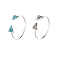 Zinc Alloy Bangle with Turquoise Triangle platinum color plated adjustable & for woman lead & cadmium free 18mm Inner Approx 65mm Length Approx 8 Inch Sold By PC