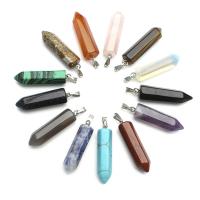 Gemstone Pendants Jewelry, with iron bail, pendulum, platinum color plated, different materials for choice, 9x36mm-11x40mm, Hole:Approx 2x4mm, Sold By PC