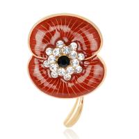 Christmas Brooches Zinc Alloy Flower gold color plated Christmas jewelry & for woman & enamel & with rhinestone nickel lead & cadmium free Sold By Lot