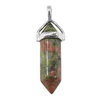 Gemstone Pendants Jewelry, with Brass, pendulum, platinum color plated, different materials for choice, nickel, lead & cadmium free, 13x35-40x8mm, Hole:Approx 3.5x5mm, Sold By PC