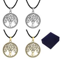 Tree Of Life Necklace Zinc Alloy with Velvet box & Waxed Linen Cord with 5cm extender chain Flat Round plated tree of life design & for man lead & cadmium free 450mm Length Approx 17.5 Inch Sold By Box