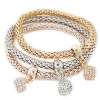 Zinc Alloy Bracelet with Iron plated with rhinestone lead & cadmium free 175mm Length Approx 6.89 Inch Sold By Set