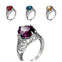 Cubic Zircon Brass Finger Ring, platinum plated, Unisex & different size for choice & with cubic zirconia, more colors for choice, nickel, lead & cadmium free, Sold By PC