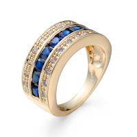 Cubic Zircon Brass prst prsten, Mosaz, barva pozlacený, unisex & různé velikosti pro výběr & se zirkony, nikl, olovo a kadmium zdarma, Prodáno By PC