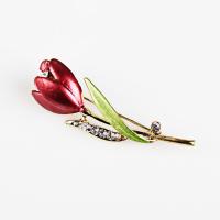 Enamel Brooch Zinc Alloy Rose gold color plated for woman & with rhinestone lead & cadmium free 33mm Sold By PC