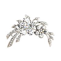 Zinc Alloy Brooch Flower platinum color plated for woman & with rhinestone lead & cadmium free 55mm Sold By PC