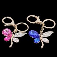 Zinc Alloy Key Clasp with Crystal Butterfly gold color plated faceted & with rhinestone lead & cadmium free 50mm Sold By PC