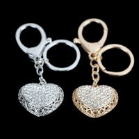 Zinc Alloy Key Clasp Heart plated with rhinestone & hollow lead & cadmium free 35mm Sold By PC