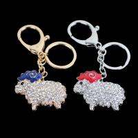 Bag Purse Charms Keyrings Keychains Zinc Alloy Sheep plated enamel & with rhinestone lead & cadmium free 53mm Sold By PC