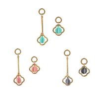 Zinc Alloy Drop Earrings stainless steel post pin gold color plated with painted & for woman lead & cadmium free 60mm 30mm Sold By Pair