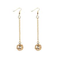 Zinc Alloy Drop Earrings with acrylic rhinestone iron earring hook gold color plated for woman & hollow lead & cadmium free 84mm Sold By Pair