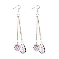 Rhinestone Earring Zinc Alloy with acrylic rhinestone iron earring hook platinum color plated for woman & with rhinestone lead & cadmium free 90mm Sold By Pair